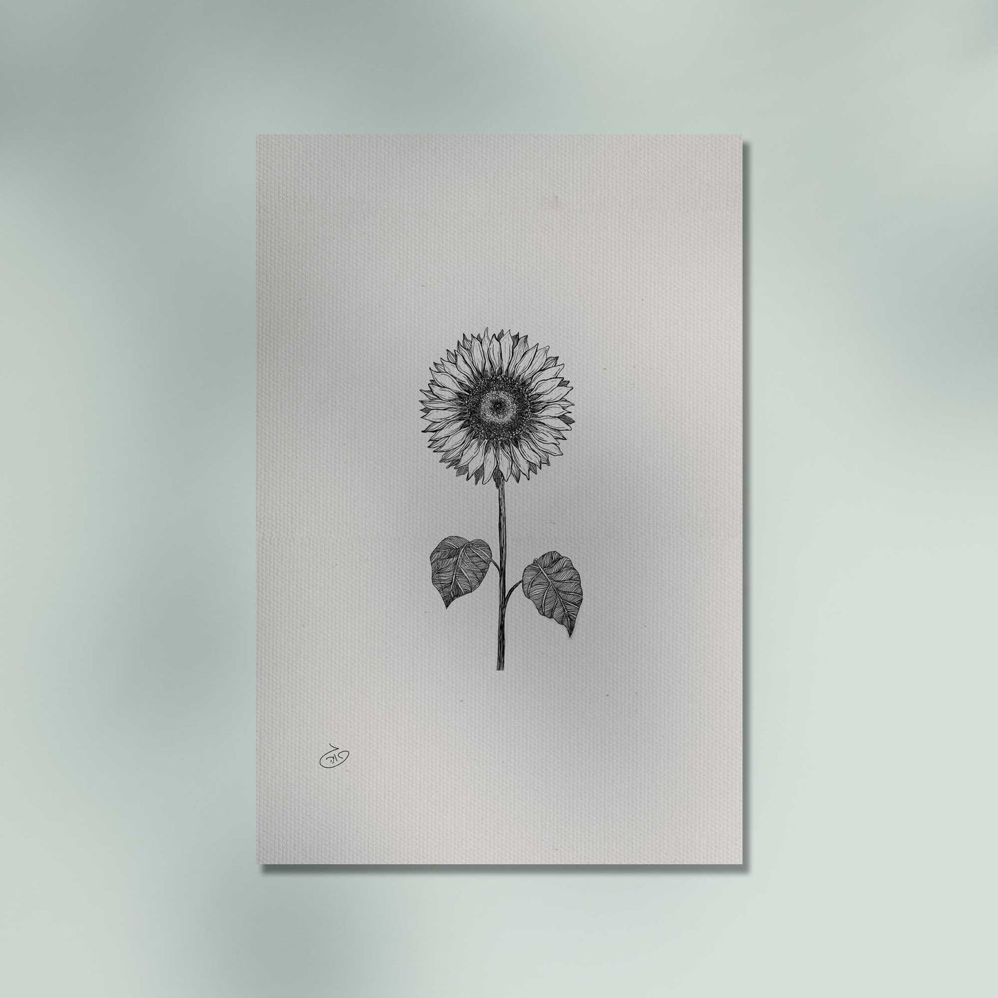 פוסטר Sunflower Flower Poster ציור מקורי של גאיה המקדם את המודעות לאלימות בין בני זוג בכלל וכלפי נשים בפרט