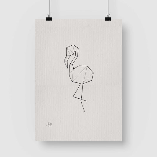 פוסטר One Line - Flamingo Poster ציור מקורי של גאיה המקדם את המודעות לאלימות בין בני זוג בכלל וכלפי נשים בפרט
