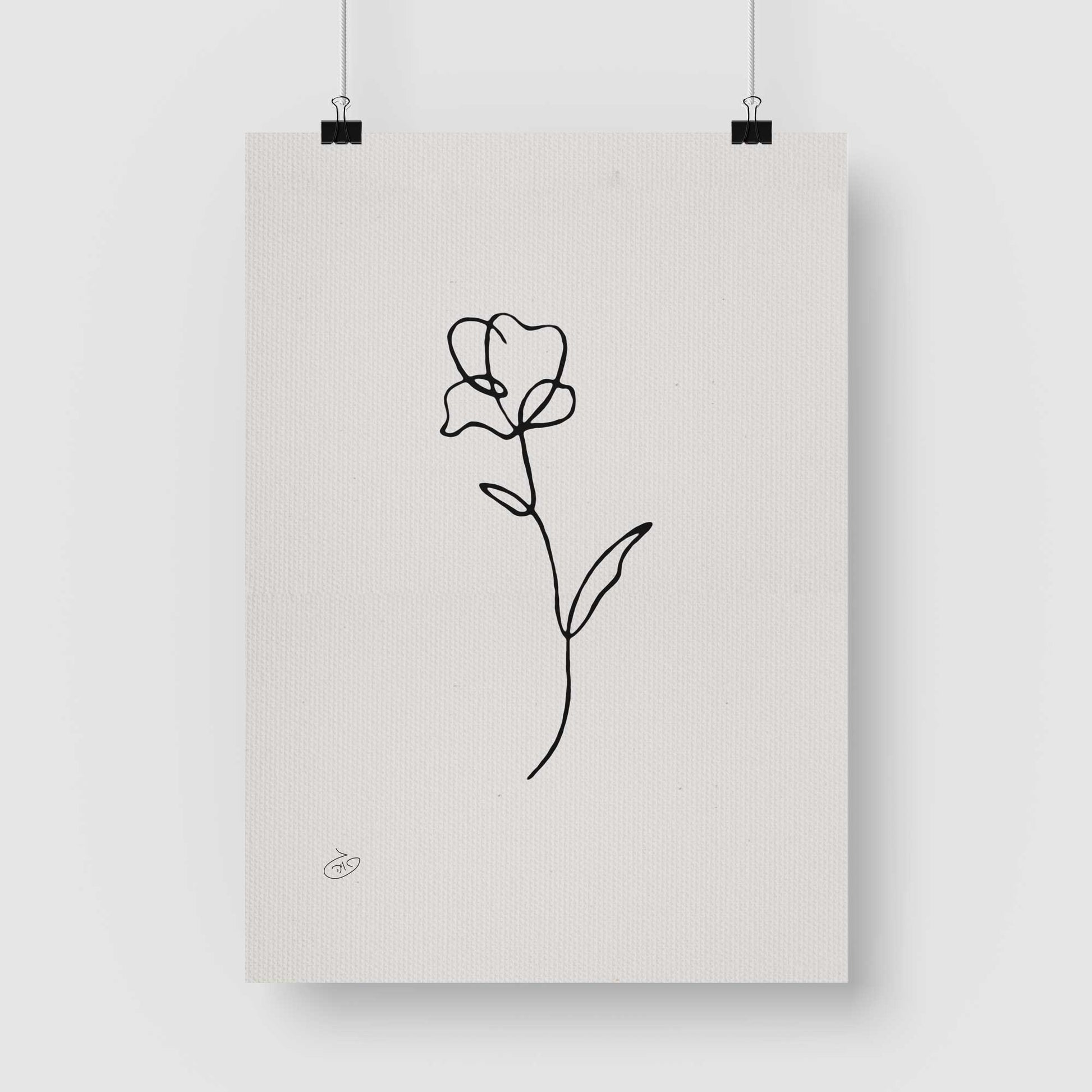 פוסטר One Line Flower - Evelin Poster ציור מקורי של גאיה המקדם את המודעות לאלימות בין בני זוג בכלל וכלפי נשים בפרט