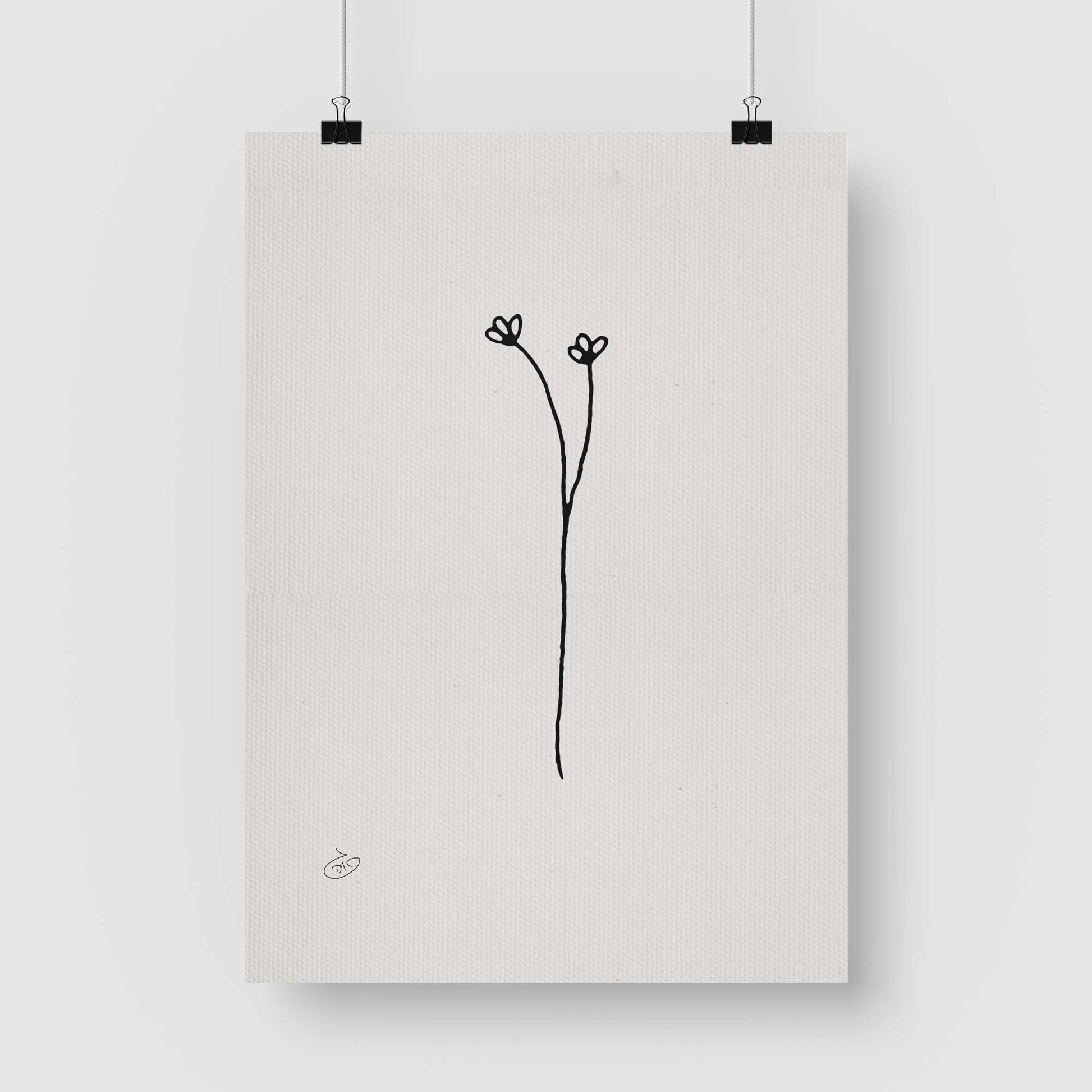 פוסטר One Line Flower - Olivia Poster ציור מקורי של גאיה המקדם את המודעות לאלימות בין בני זוג בכלל וכלפי נשים בפרט