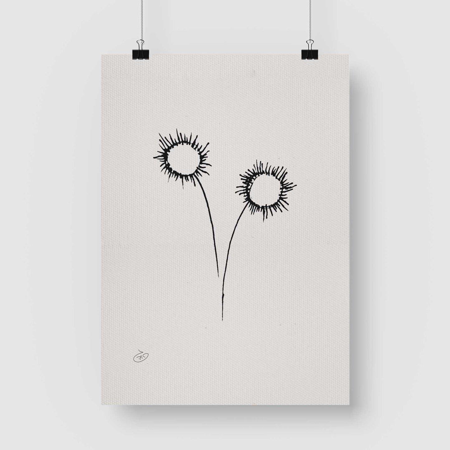 פוסטר One Line Flower - Sunny Poster ציור מקורי של גאיה המקדם את המודעות לאלימות בין בני זוג בכלל וכלפי נשים בפרט
