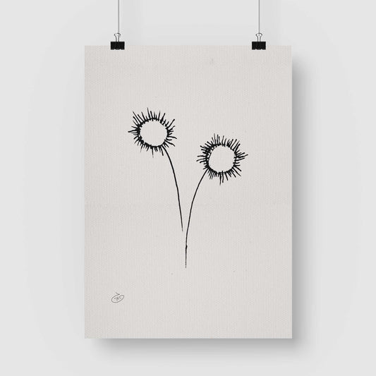 פוסטר One Line Flower - Sunny Poster ציור מקורי של גאיה המקדם את המודעות לאלימות בין בני זוג בכלל וכלפי נשים בפרט