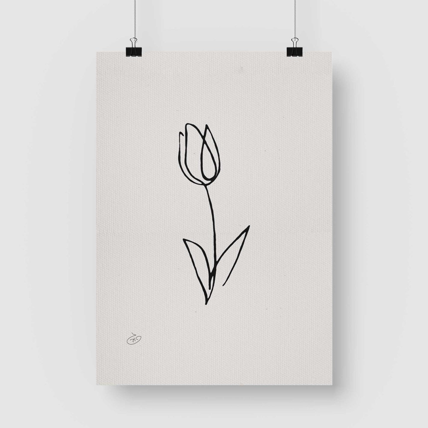 פוסטר One Line Flower - Tulip Poster ציור מקורי של גאיה המקדם את המודעות לאלימות בין בני זוג בכלל וכלפי נשים בפרט