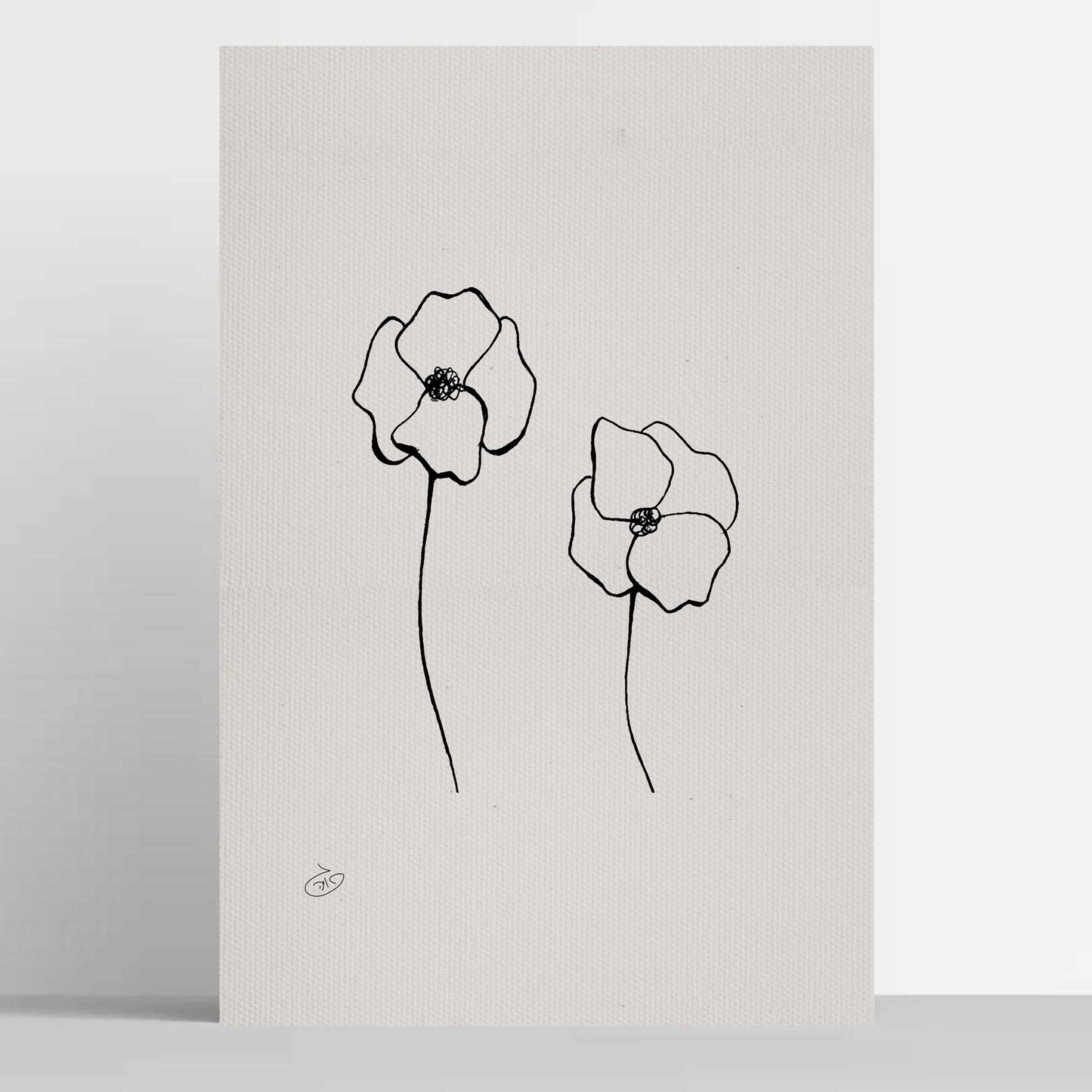פוסטר One Line Flower - Poppy Poster ציור מקורי של גאיה המקדם את המודעות לאלימות בין בני זוג בכלל וכלפי נשים בפרט